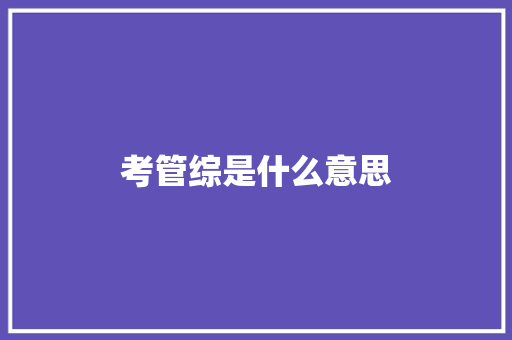 考管综是什么意思
