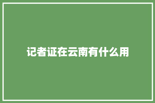 记者证在云南有什么用