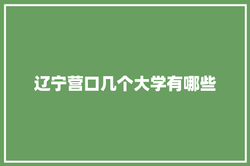 辽宁营口几个大学有哪些
