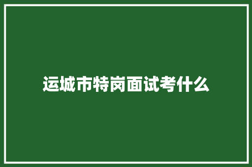 运城市特岗面试考什么
