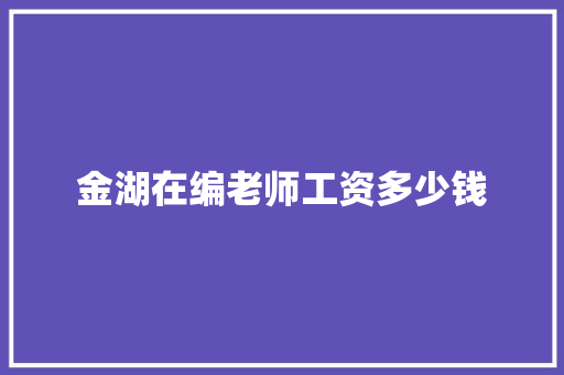 金湖在编老师工资多少钱