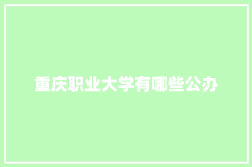 重庆职业大学有哪些公办
