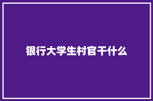 银行大学生村官干什么