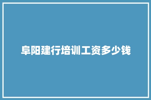 阜阳建行培训工资多少钱