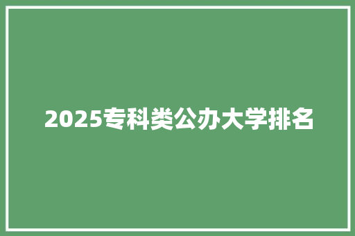 2025专科类公办大学排名