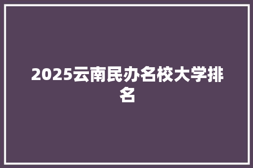 2025云南民办名校大学排名