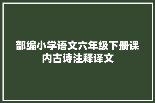 部编小学语文六年级下册课内古诗注释译文