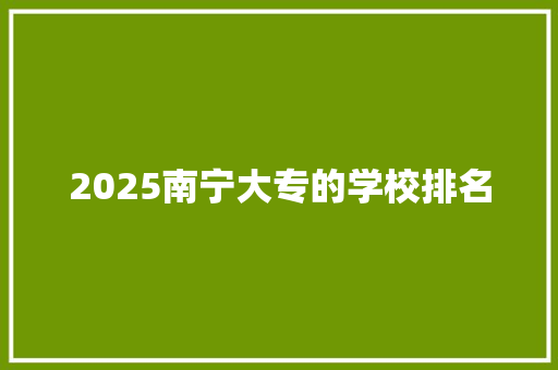 2025南宁大专的学校排名