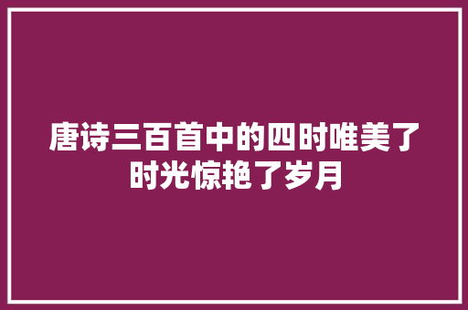 唐诗三百首中的四时唯美了时光惊艳了岁月