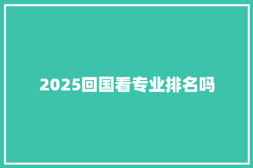 2025回国看专业排名吗