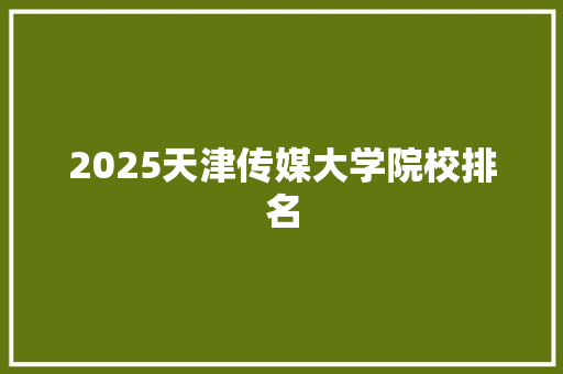 2025天津传媒大学院校排名