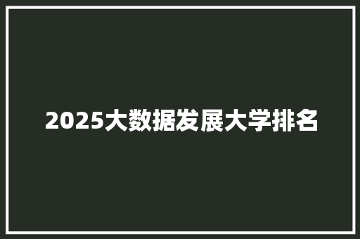2025大数据发展大学排名
