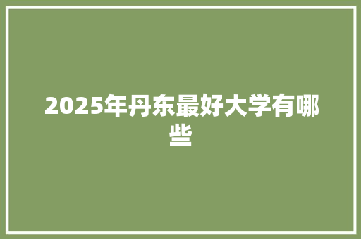 2025年丹东最好大学有哪些
