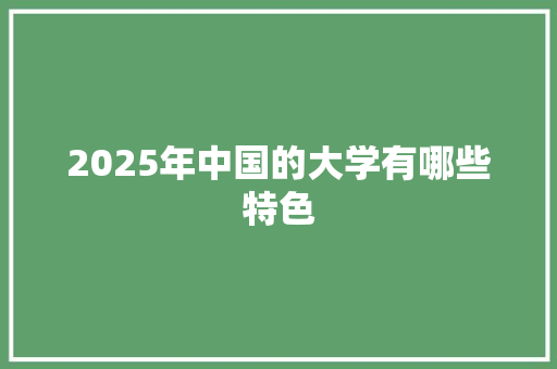 2025年中国的大学有哪些特色