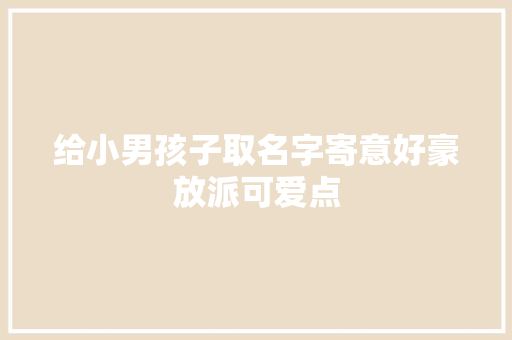 给小男孩子取名字寄意好豪放派可爱点