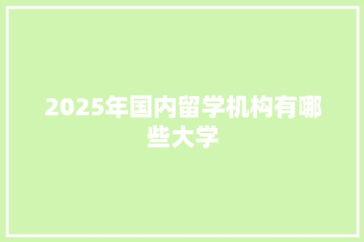 2025年国内留学机构有哪些大学
