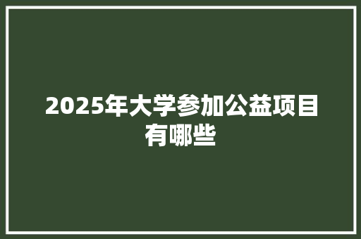 2025年大学参加公益项目有哪些