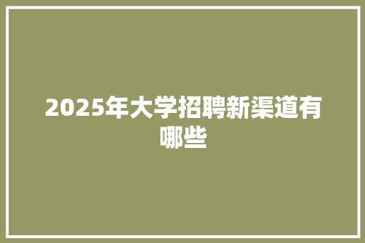2025年大学招聘新渠道有哪些