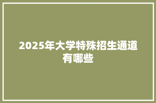 2025年大学特殊招生通道有哪些