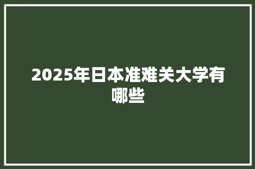 2025年日本准难关大学有哪些