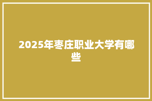 2025年枣庄职业大学有哪些