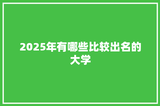 2025年有哪些比较出名的大学