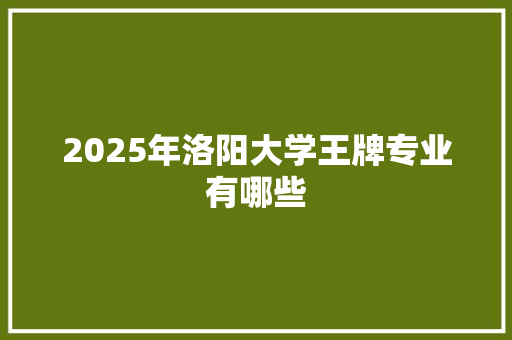 2025年洛阳大学王牌专业有哪些