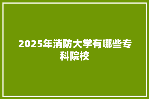 2025年消防大学有哪些专科院校