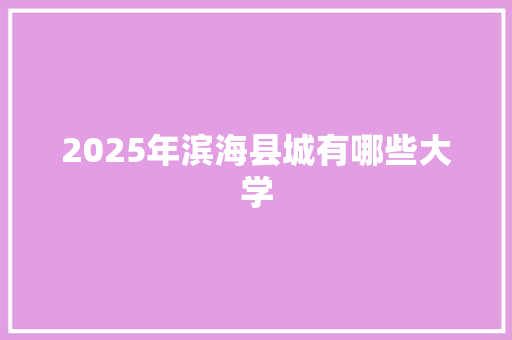 2025年滨海县城有哪些大学