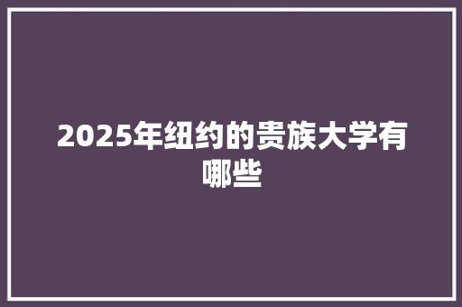 2025年纽约的贵族大学有哪些