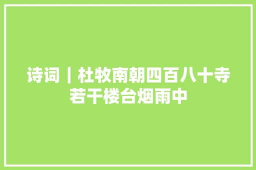 诗词｜杜牧南朝四百八十寺若干楼台烟雨中