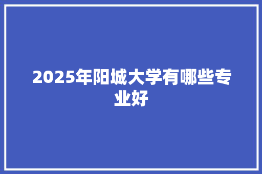 2025年阳城大学有哪些专业好