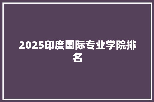 2025印度国际专业学院排名