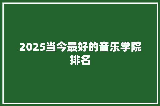 2025当今最好的音乐学院排名