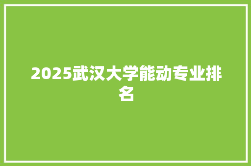 2025武汉大学能动专业排名
