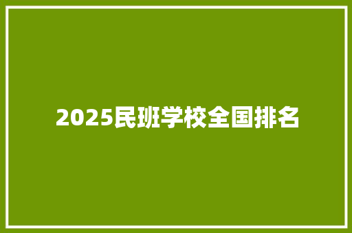 2025民班学校全国排名