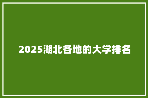 2025湖北各地的大学排名