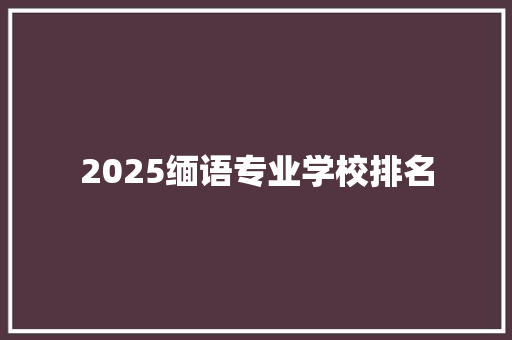 2025缅语专业学校排名