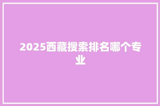 2025西藏搜索排名哪个专业