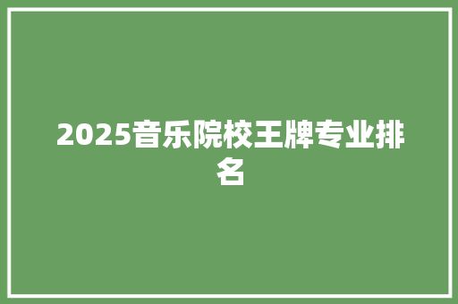 2025音乐院校王牌专业排名