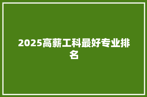 2025高薪工科最好专业排名