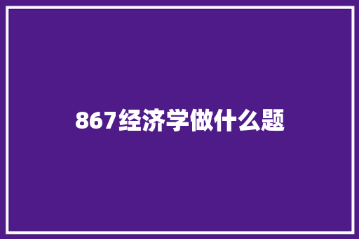 867经济学做什么题