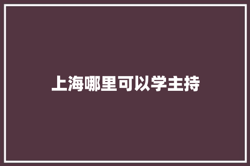 上海哪里可以学主持
