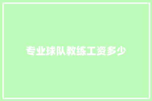 专业球队教练工资多少