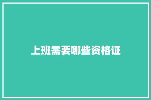 上班需要哪些资格证