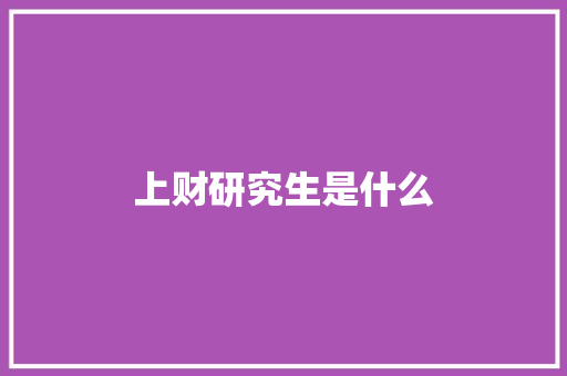 上财研究生是什么
