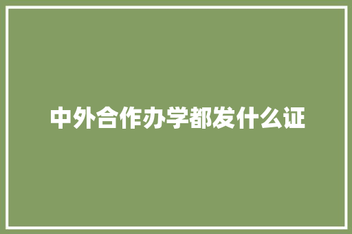 中外合作办学都发什么证