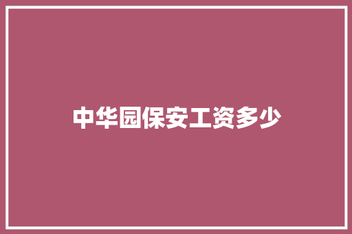 中华园保安工资多少