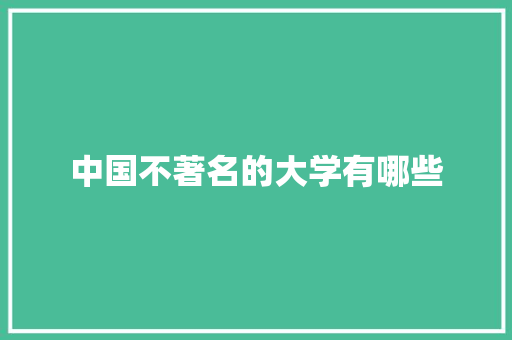 中国不著名的大学有哪些