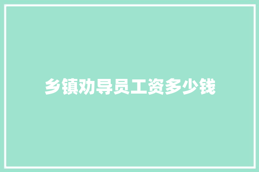 乡镇劝导员工资多少钱